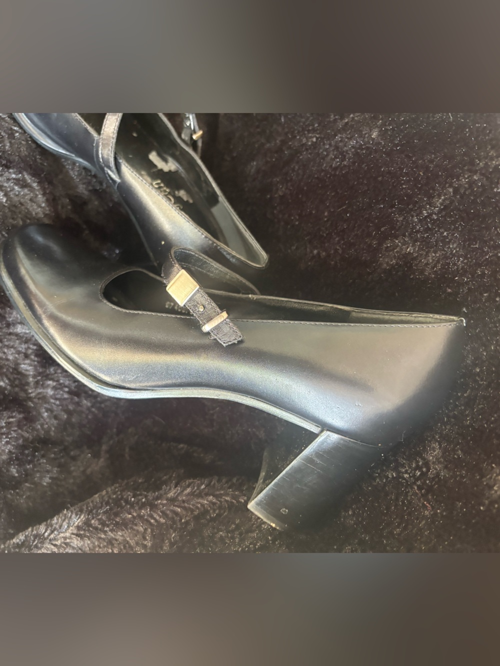 Cathy Jean Black Mary Jane Block Heel Shoes